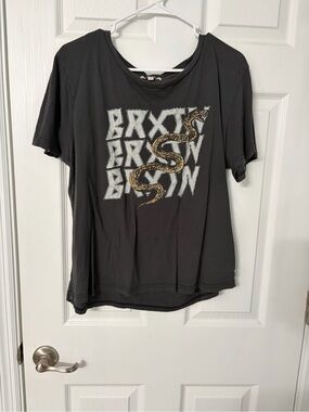 Brixton Charcoal Tee with Gold Snake Graphic